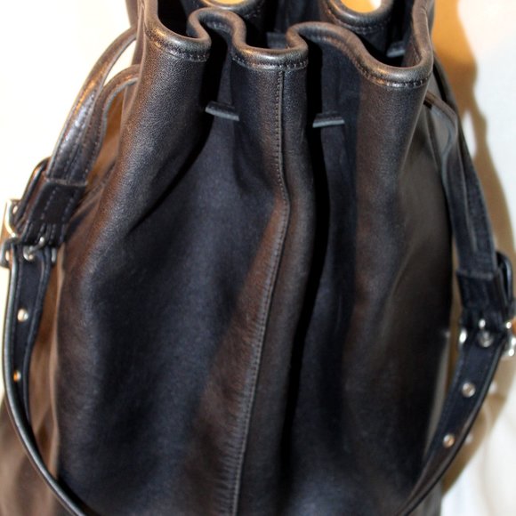 COACH The Sling Drawstring Bucket Black Leather Vintage! 9166 - Picture 2 of 8